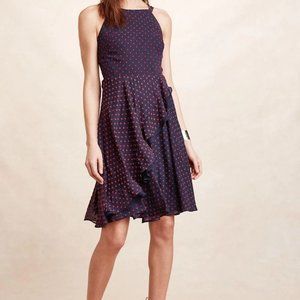 Eva Franco Maryanne A-Line Dress in Navy/Red Swiss Dot Retro Size 8